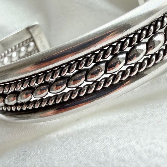 Navajo Tahe Sterling Silver Multi-Row Triple Twisted Wire Rope & Cuff Bracelet - Picture 13 of 15